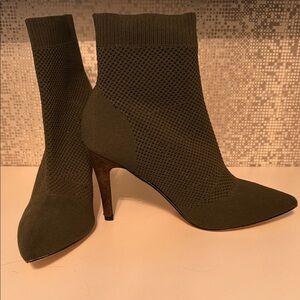 Olive Green Knit Ankle Boots